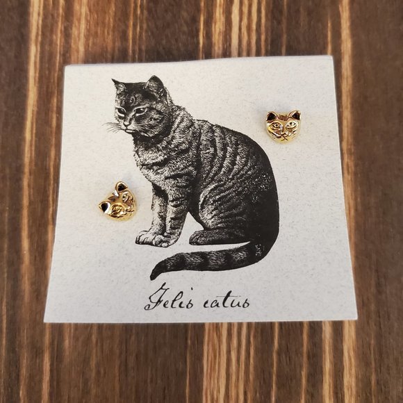 Jewelry - Gold Cat Stud Earrings